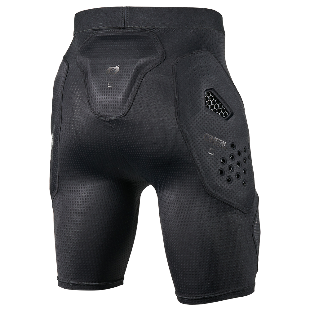 I pantaloncini O'NEAL Europe DIRT FLX Crash Short neri sono dotati di protezioni IPX® sui fianchi e sul coccige, superfici strutturate e fori di ventilazione per proteggere dagli impatti durante lo sport o le attività fisiche.