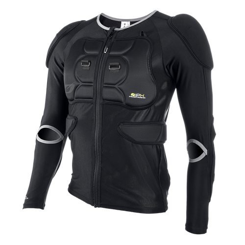 Die O'NEAL BP Youth Protektoren Jacke verfügt über einen Frontreißverschluss, gepolsterte Brust, Schultern und Ellbogen. Atmungsaktives Mesh-Gewebe und Schutz-Technologie machen sie ideal für Actionsport. Mit einem kleinen gelben Logo auf der Brust.