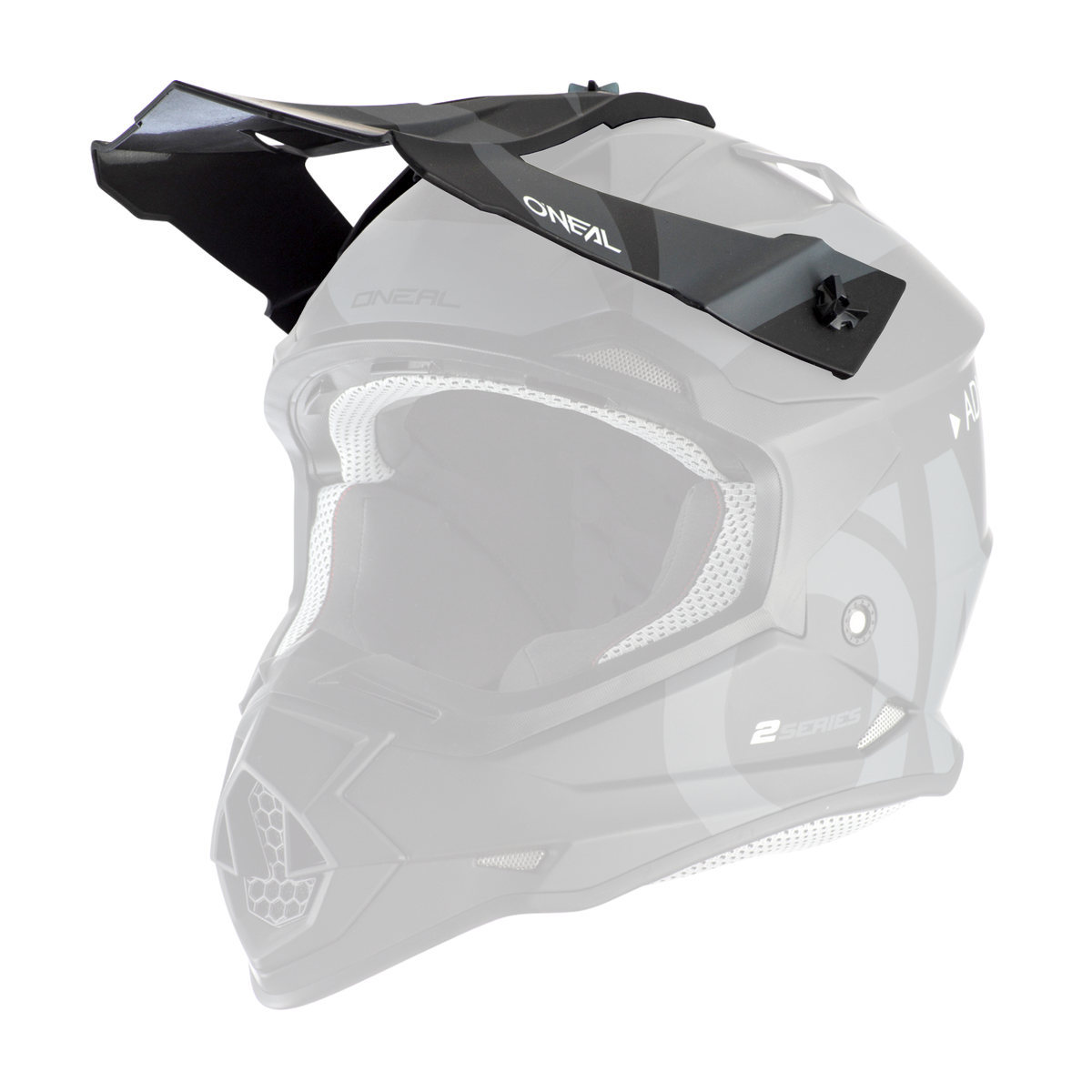 Il casco O'NEAL Visor 2SRS SLICK in nero di O'NEAL è mostrato su uno sfondo nero.