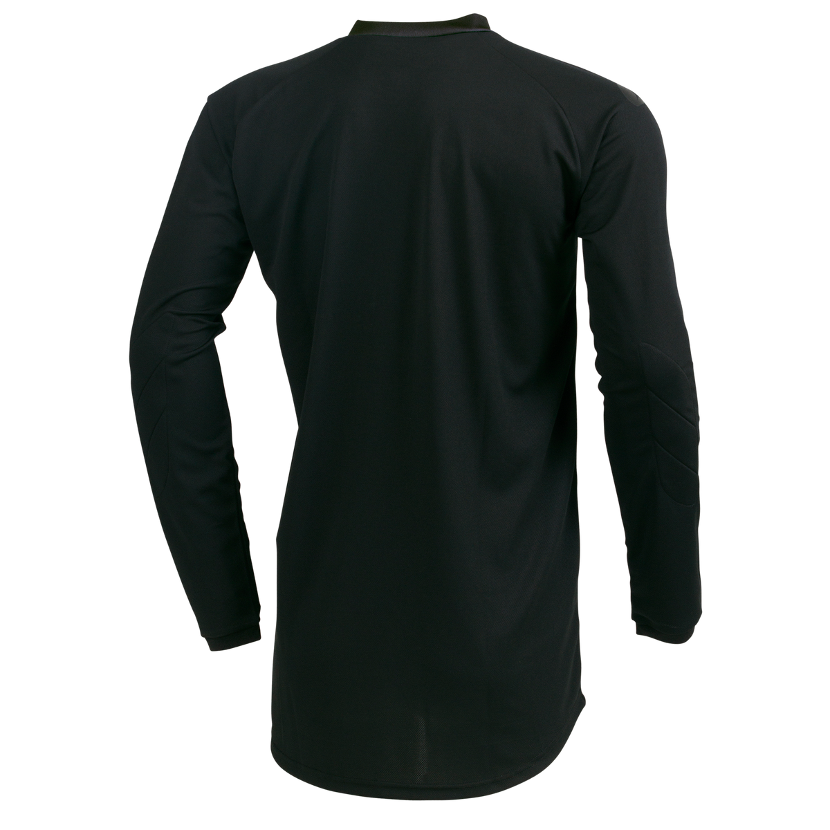 Ein langärmeliges schwarzes Sportshirt mit einfachem Rundhalsausschnitt und atmungsaktivem Material für hohen Tragekomfort - ähnlich wie das O'NEAL ELEMENT Jersey CLASSIC von O'NEAL. Keine sichtbaren Logos oder Muster.