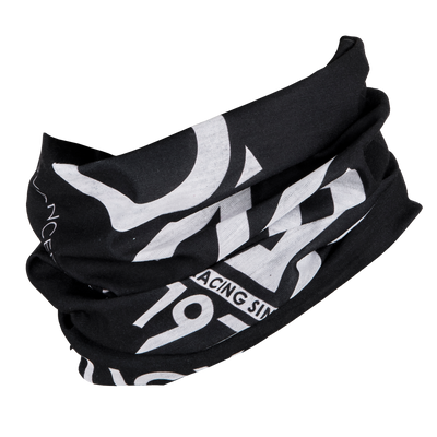 Der O'NEAL Nackenwärmer SOLID ist eine schwarze Halskrause mit auffälliger weißer Grafik mit "1975" im modernen Stil. Aus weichem, faltbarem Stoff gefertigt, ist er perfekt für Mountainbike- oder Motocross-Abenteuer.