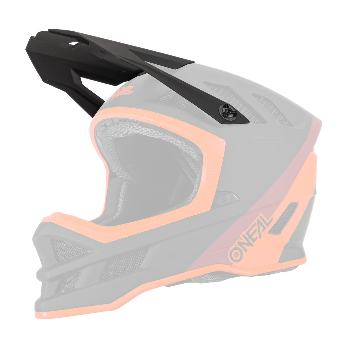 Der O'NEAL Visor BLADE Hyperlite Helmet CHARGER ist ein schwarz-orangefarbener Fullface-Motocross-Helm mit Visier, Belüftungsöffnungen und dem O'NEAL-Logo an der Seite.