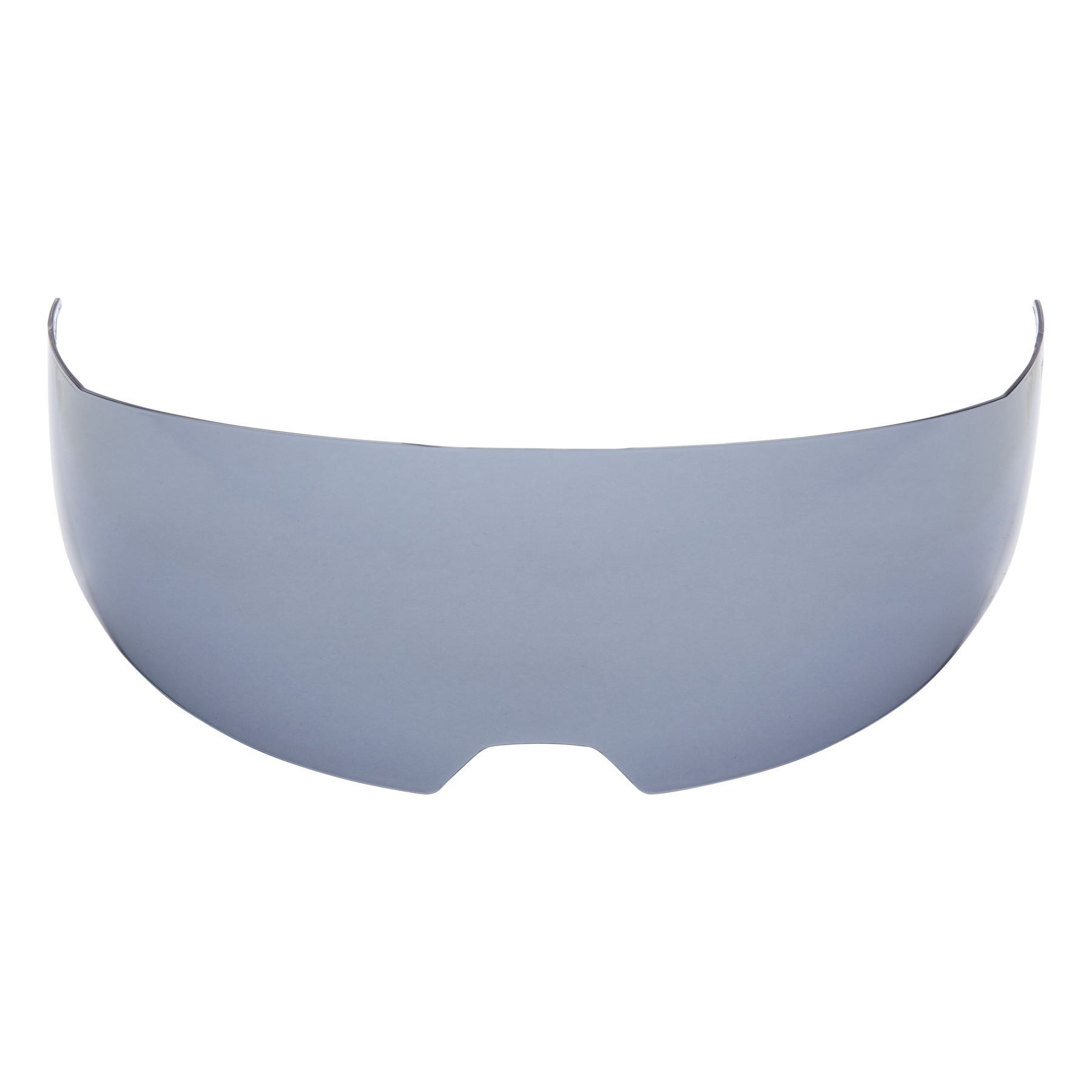 Der O'NEAL Sun Visor D-SRS Helm verfügt über ein gebogenes, getöntes Design mit einer Kerbe in der Mitte und glatten, abgerundeten Seitenkanten.