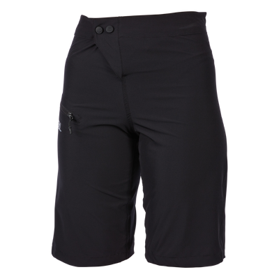 Die O'NEAL MATRIX Damen-MTB-Shorts haben Druckknöpfe auf der Vorderseite, einen Hosenschlitz mit Reißverschluss und eine kleine Tasche mit Reißverschluss am Oberschenkel. Sie ist aus leichtem Material gefertigt und ideal für Outdoor- oder Mountainbike-Aktivitäten.