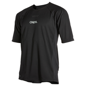 Das schwarze O'NEAL PIN IT Trikot zeichnet sich durch hohe Qualität, ein weißes O'NEAL-Logo auf der Brust mit Lüftungslöchern darüber, einen Rundhalsausschnitt und eine lockere Passform aus.