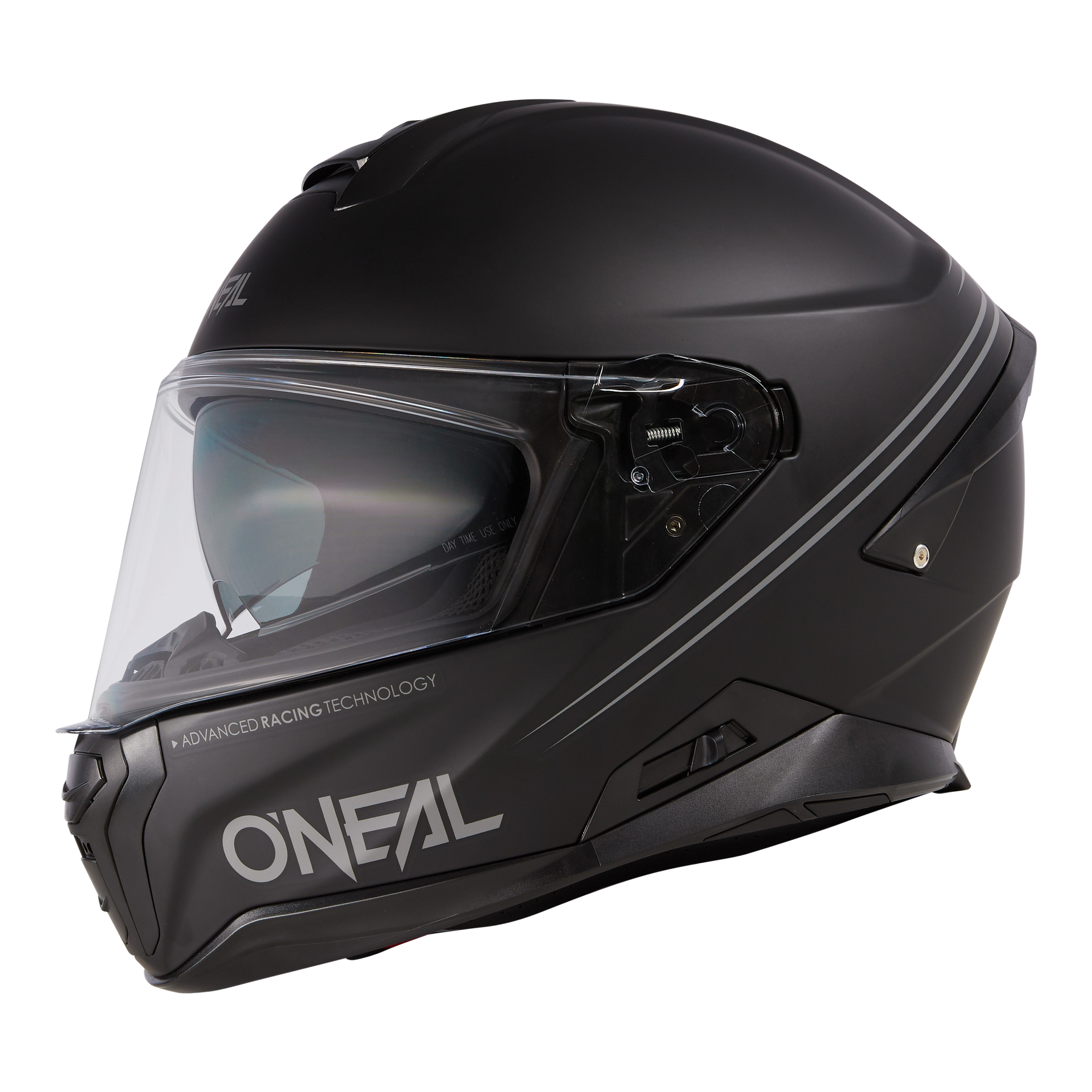Der O'NEAL CHALLENGER Helm SOLID in mattem Schwarz verfügt über ein klares Visier, seitliche Belüftungsöffnungen und das O'NEAL-Logo am Kinn - ideal für Fahrradenthusiasten, die einen stilvollen, aerodynamischen Schutz wünschen.