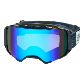 Die O'NEAL B-22 Goggle STATIC verfügt über eine breite, verspiegelte, blau getönte Scheibe und ein schwarzes, verstellbares Band mit weißem Logo - perfekt für MX- oder MTB-Fahrten mit vielseitiger All-Terrain-Performance.