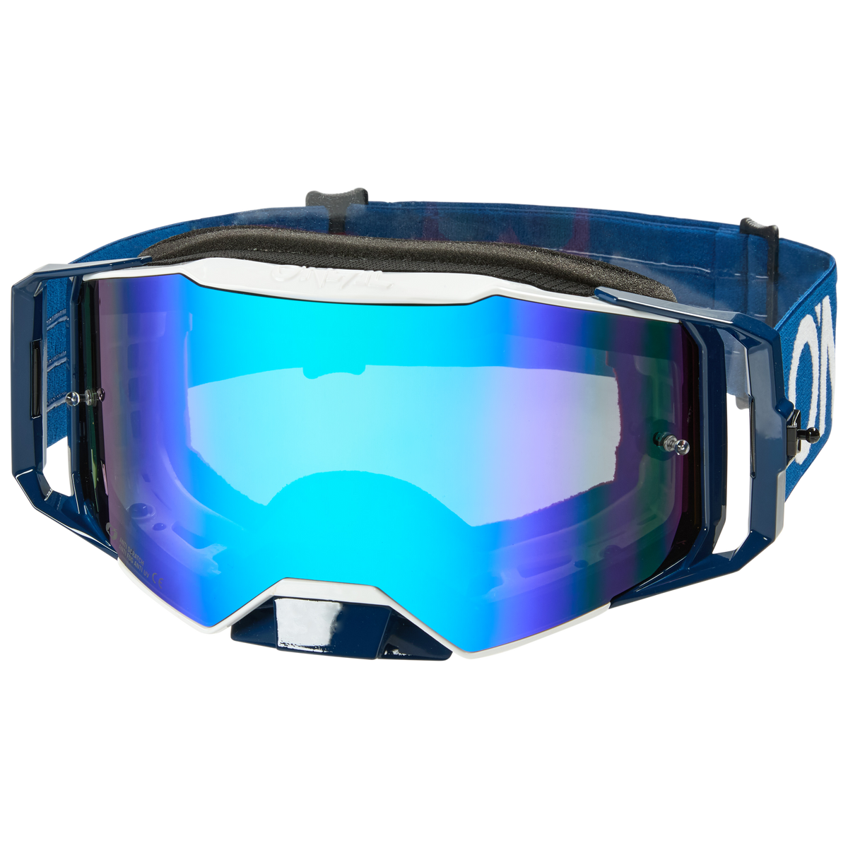 O'NEAL B-55 Goggle CRAM Sportbrille in Blau und Schwarz mit blau getönten, reflektierenden Gläsern, verstellbarem Band und UV-Schutz - ideal zum Skifahren oder Motocross.