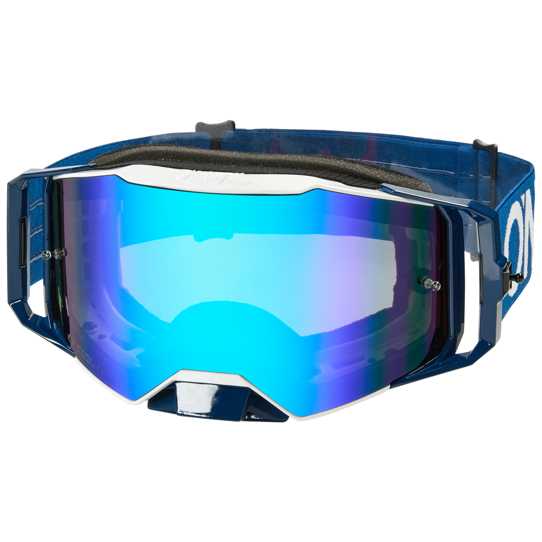 O'NEAL B-55 Goggle CRAM Sportbrille in Blau und Schwarz mit blau getönten, reflektierenden Gläsern, verstellbarem Band und UV-Schutz - ideal zum Skifahren oder Motocross.