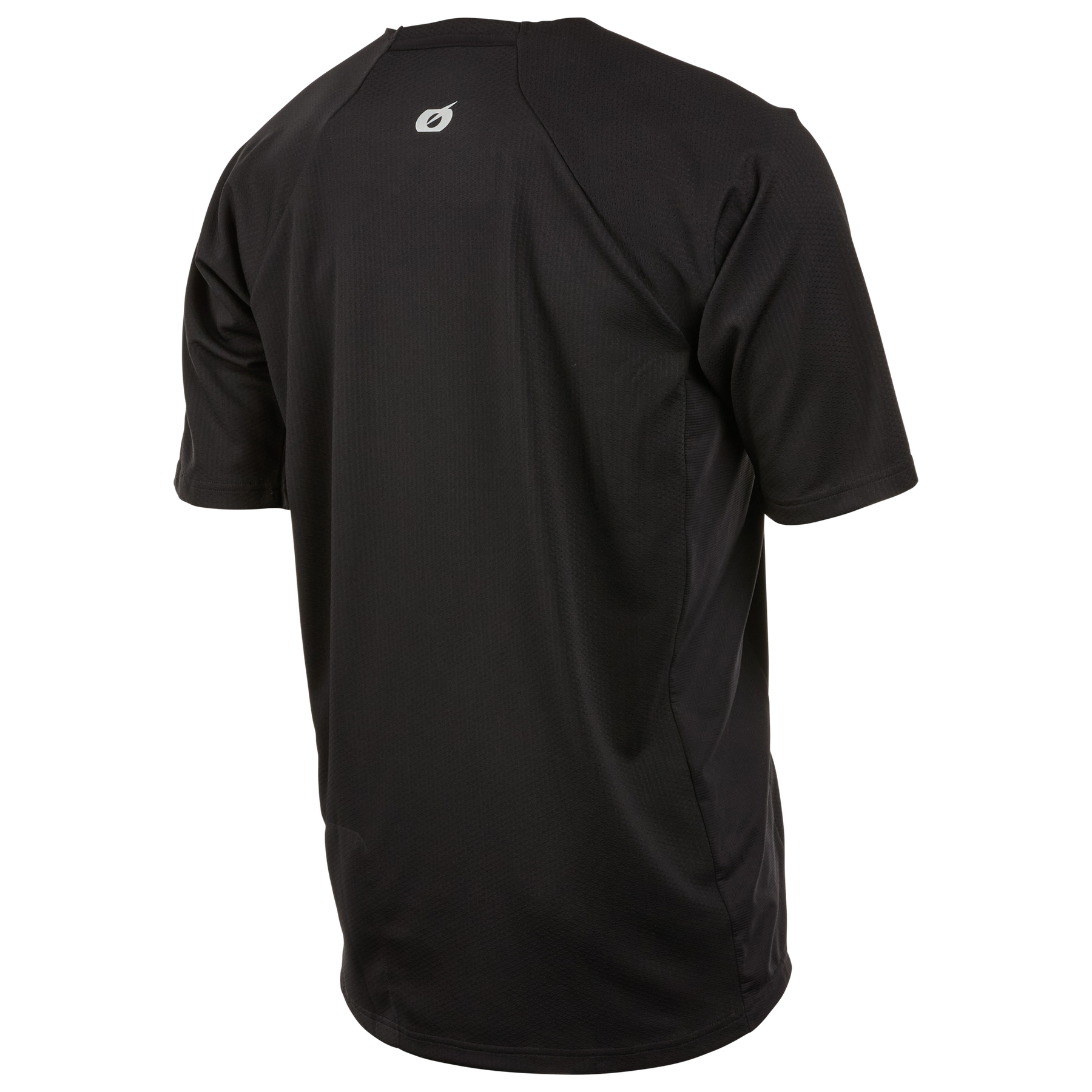 Das O'NEAL PIN IT Trikot, hier von hinten in schlichtem Schwarz, hat ein kleines weißes O'NEAL-Logo am Halsausschnitt und ist in hochwertiger Qualität gefertigt.