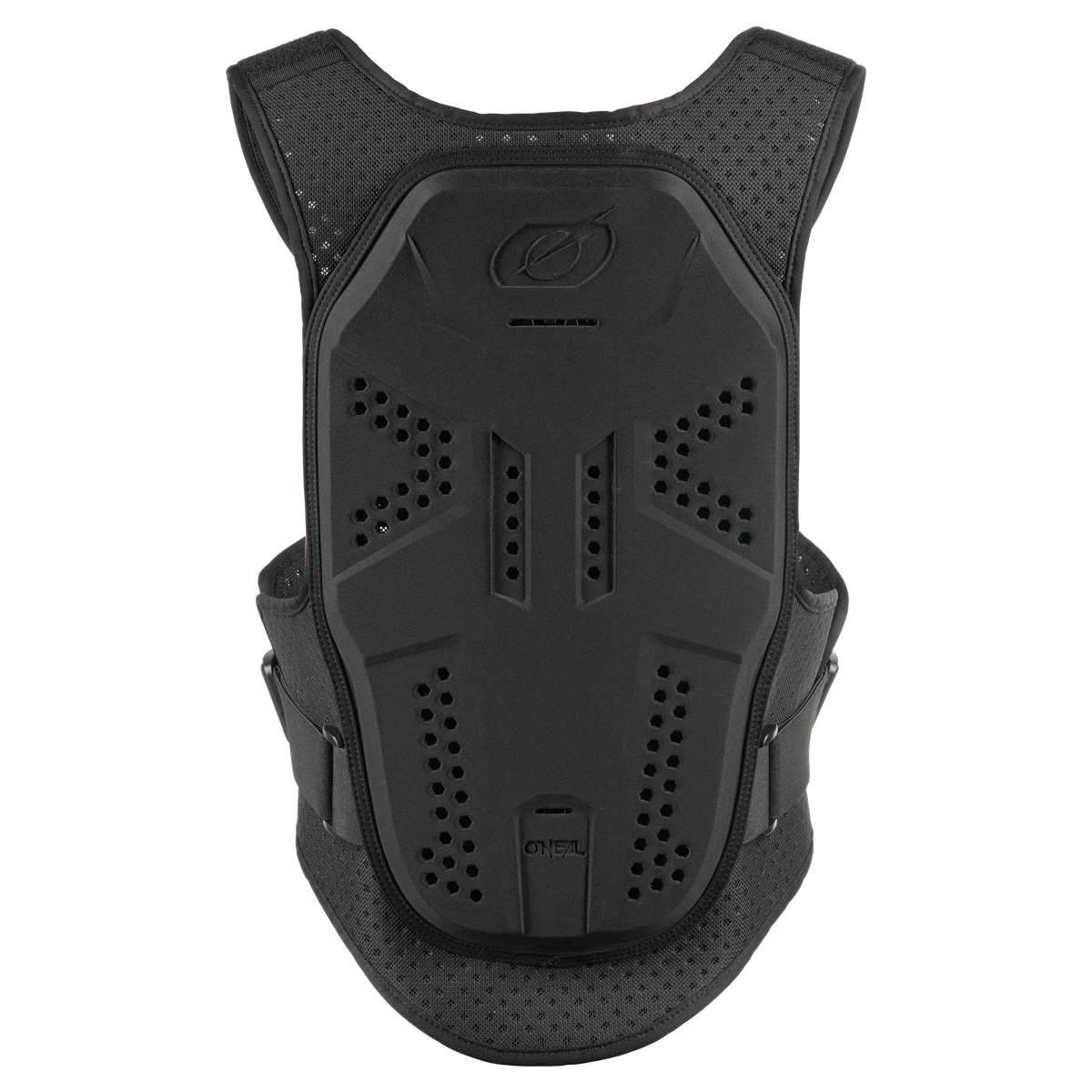 Der O'NEAL BP Soft Chest Protector von O'NEAL Europe ist eine schwarze Rückenpanzerweste mit perforierter Polsterung, verstellbaren Trägern und EN1621-1 Level 2 Zertifizierung, ideal als Schutzweste Motorrad oder Brustprotektor für Sport und Outdoor.
