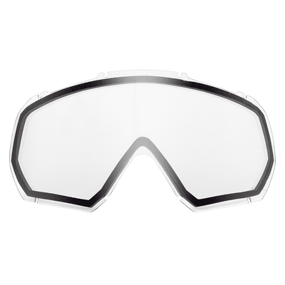 Die O'NEAL B-10 Youth Goggle Ersatz-Doppelscheibe ist eine klare, breite, gewölbte Ersatzscheibe mit schwarzem Rand, die von O'NEAL entwickelt wurde, um sicher in den Rahmen der B-10 Youth Goggle zu passen.