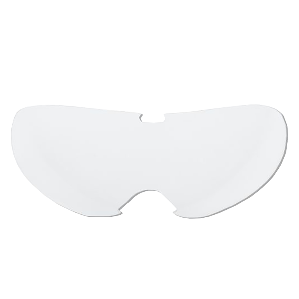 Die O'NEAL B-YOUTH Goggle - Ersatzscheibe ist eine einzelne, gewölbte Ersatzscheibe von O'NEAL, die beide Augen abdeckt und mit kleinen Aussparungen versehen ist, um eine einfache Anpassung des Rahmens an Sport- oder Schutzbrillen zu ermöglichen.