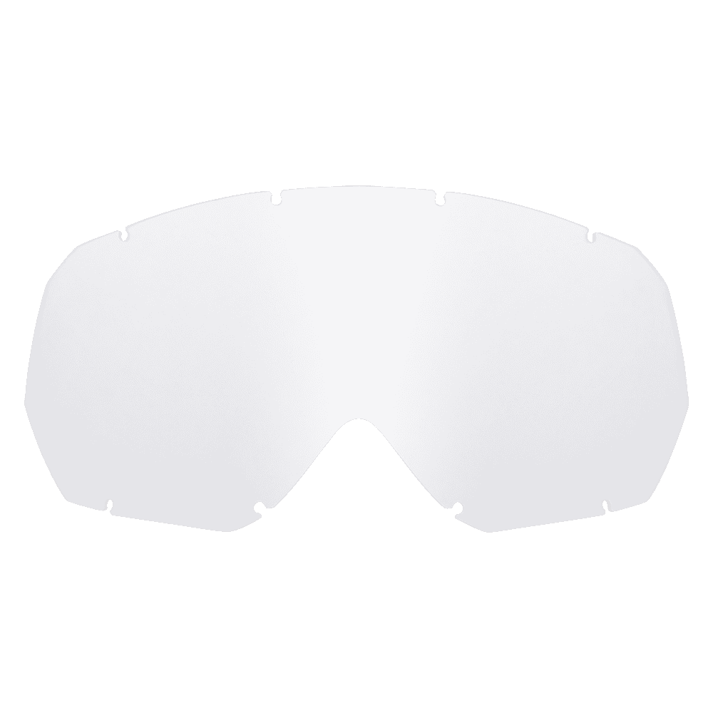 Die O'NEAL B-10 Youth Goggle - Spare Lens ist eine klare, gewölbte Ersatzscheibe mit gekerbten Kanten, die von O'NEAL für die Verwendung in Jugendschutzbrillen oder Sportbrillen entwickelt wurde.
