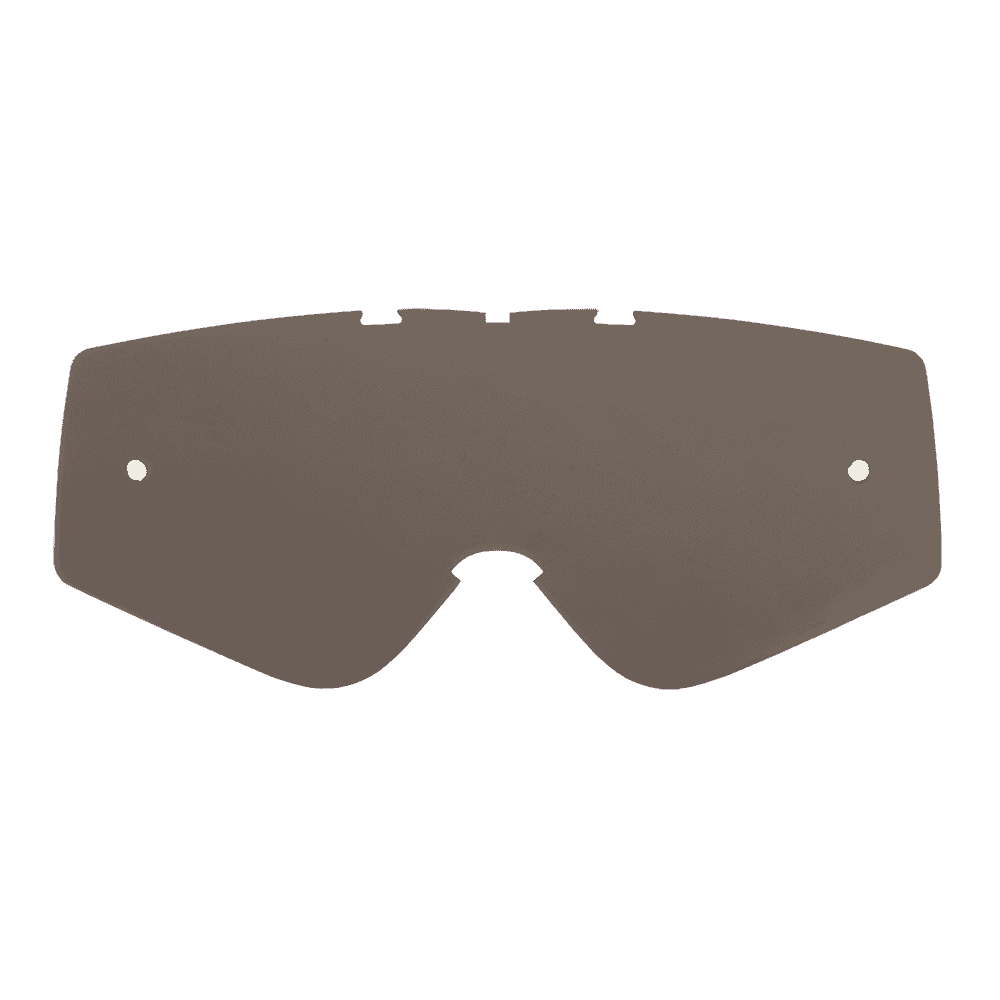 Die O'NEAL B-ZERO Goggle - Ersatzlinse ist eine braun getönte, gebogene Ersatzlinse mit zwei kleinen Löchern auf jeder Seite, die für beide Augen geeignet ist.