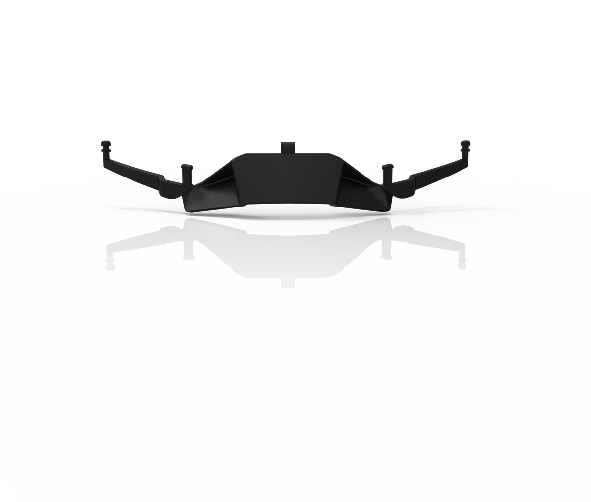 Die O'NEAL Nose Guard B-22, B-33, B-55 Goggle, ein schwarzes, kantiges Accessoire von O'NEAL, ist auf einem weißen Hintergrund mit grauen, abstrakten Spritzmustern zentriert, die sich nach außen erstrecken.