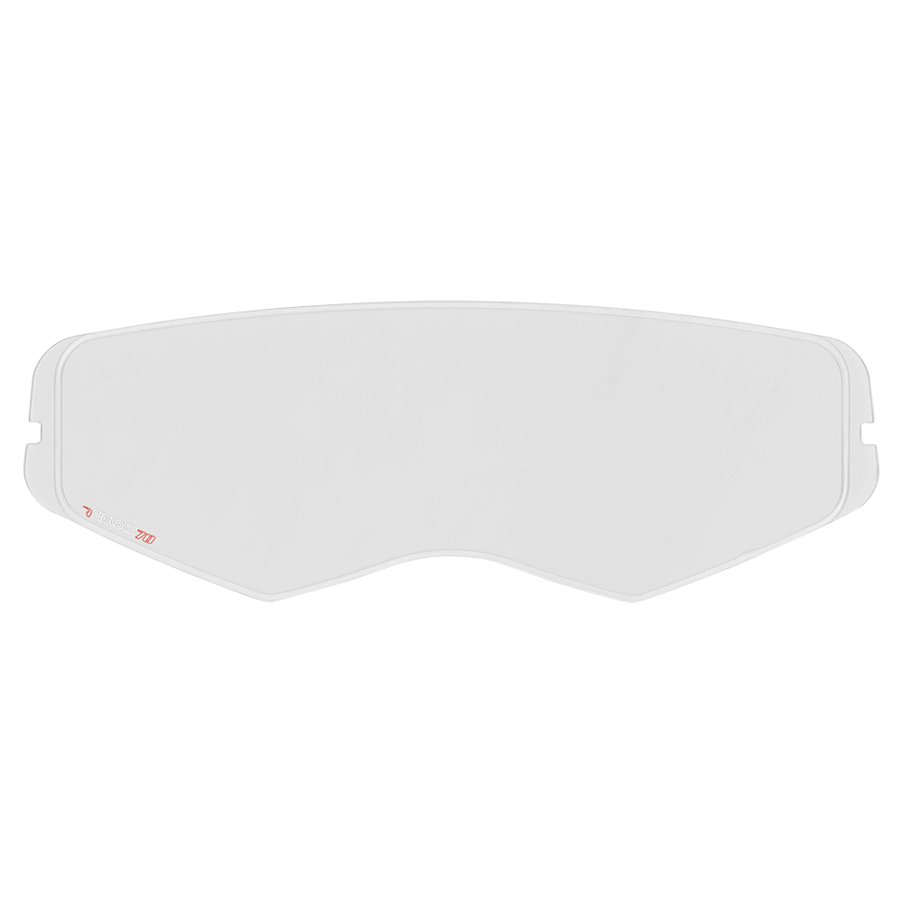 Das O'NEAL Pinlock 70 MaxVision Visor D-SRS Helmglas, ein klares, gebogenes Ersatzglas von O'NEAL, ist vor einem weiĆen Hintergrund abgebildet.