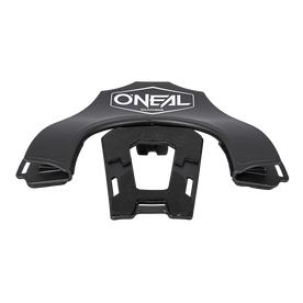 Le Neckbrace O'NEAL Back Part TRON est représenté en noir avec un design incurvé, vu de dessus sur un fond blanc.
