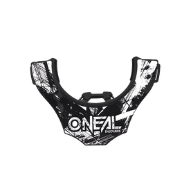 El O'NEAL Back Part TRON Neckbrace es un collarín en blanco y negro con gráficos abstractos con el logotipo de O'NEAL y "ENJOY RIDE" en la parte delantera.