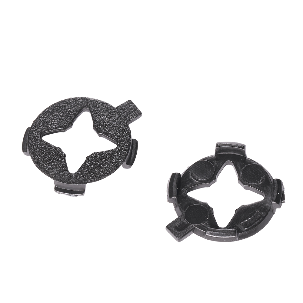 O'NEAL 3SRS Peak Lock Washer Set - Two black, star-shaped plastic fasteners with round bases and three small notches, suitable for 3SRS helmets from 2026. O'NEAL brand quality. Supplied as a set of 2 on a white background.