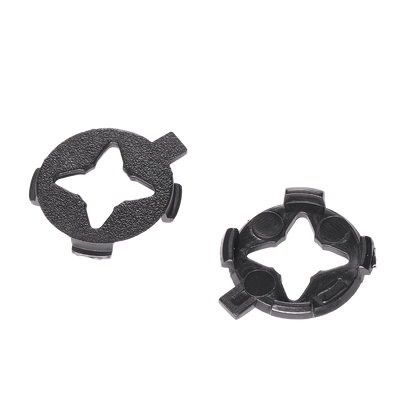 O'NEAL 3SRS Peak Lock Washer Set - Two black, star-shaped plastic fasteners with round bases and three small notches, suitable for 3SRS helmets from 2026. O'NEAL brand quality. Supplied as a set of 2 on a white background.