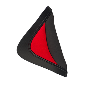 The O'NEAL Chin Curtain SIERRA Helmet is a black and red neoprene accessory with a sleek, curved design that serves as a protective cover for the chin area of your helmet.