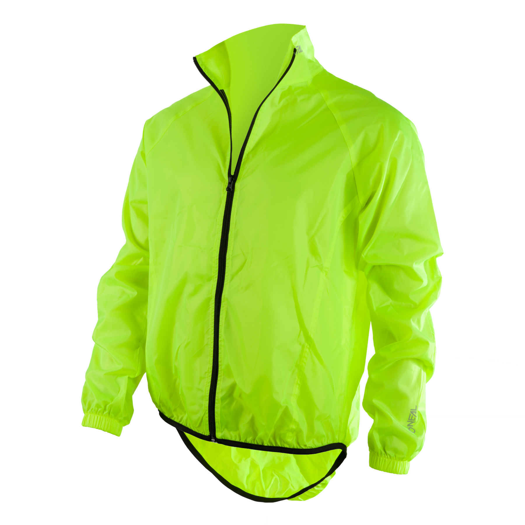Die O'NEAL BREEZE Regenjacke ist eine neongelbe Windjacke mit durchgehendem Reißverschluss, Stehkragen und schwarzem Besatz. Diese gut sichtbare Jacke verfügt über elastische Bündchen und einen etwas längeren hinteren Saum für zusätzlichen Schutz und ist somit ideal für Outdoor-Aktivitäten. Sie wurde von O'NEAL entworfen und ist die perfekte Ausrüstung für begeisterte Radfahrer.