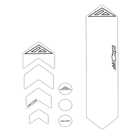 AZONIC FRAME GUARDS de AZONIC comprend des autocollants profilés en forme de chevrons, de cercles, de formes allongées et de triangles, dont certains avec le logo stylisé "AZONIC".