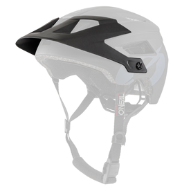 L'O'NEAL Visor Defender Helmet Solid è un casco da mountain bike nero e grigio opaco con aperture di ventilazione multiple, visiera regolabile, cinturino sottogola e logo O'NEAL rosso e bianco.
