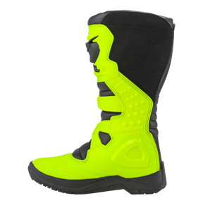 Der O'NEAL RSX Stiefel ist ein leuchtend neongelber und schwarzer Motocross-Stiefel von O'NEAL und zeichnet sich durch ein robustes Design mit verstärktem Schutz aus. Dieser MX-Stiefel verfügt über mehrere Riemen, strukturierte Details an den Seiten und eine strapazierfähige Sohle für verbesserten Halt und Stabilität.