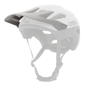 The O'NEAL Visor TRAILFINDER Helmet SPLIT in white and black features a visor, ventilation holes and an adjustable chin strap. Shown on a plain white background.