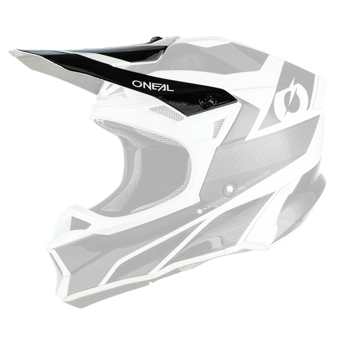 Der O'NEAL Visor 10SRS Hyperlite Helmet COMPACT ist ein schwarz-weißer Integralhelm mit Visier, aggressiven Designakzenten und dem markanten Markennamen „O'Neal“. Er verfügt über eine schlanke, aerodynamische Form mit strategisch platzierten Belüftungsbereichen für optimale Luftzirkulation.