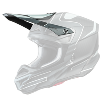 Der O'NEAL Visor 5SRS Polyacrylite Helmet SLEEK ist ein schwarz-grauer Integralhelm mit klaren Linien und geometrischem Design. Er verfügt über ein markantes Visier, reichlich Kinnschutz und Belüftungsöffnungen. Der Markenname „O'NEAL“ ist seitlich neben dem Visier sichtbar.