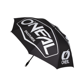 L'ombrello O'NEAL MOTO ATTACK Hexx è un ombrello nero con scritte bianche "#ONEAL", lo slogan "ENJOY THE RIDE" e il logo O'Neal su un lato.
