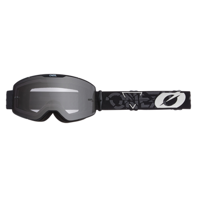 Die O'NEAL B-20 Brille STRAIN verfügt über ein getöntes Glas für ein weites Sichtfeld und wird mit einem verstellbaren Riemen mit weißem "O'NEAL"-Logo und -Design geliefert.