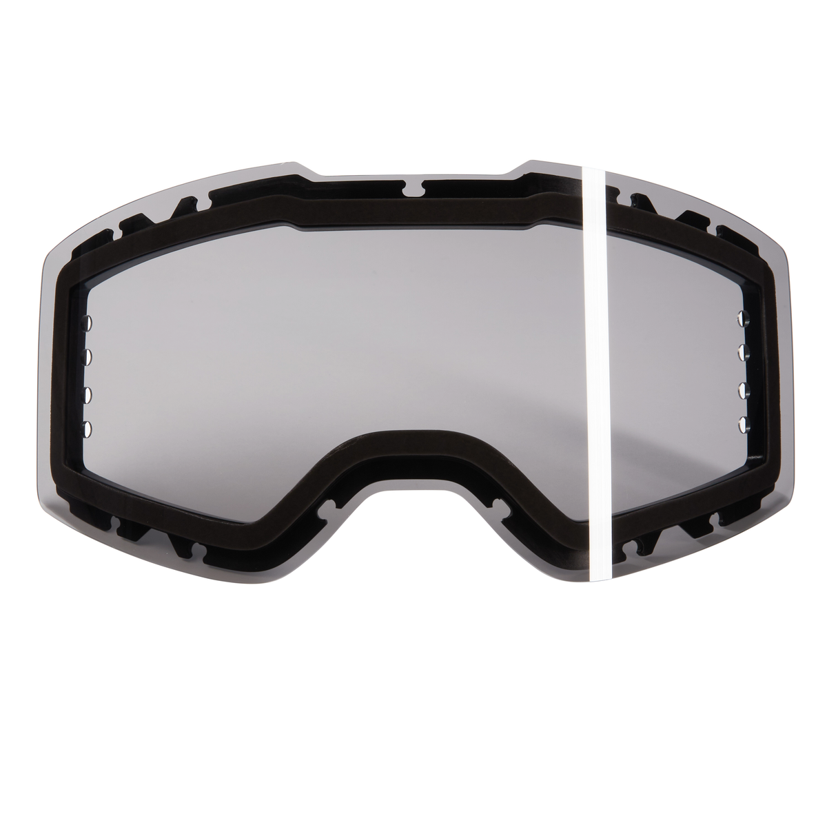 Die O'NEAL B-30 Roll Off Spare Lens ist eine klare, rechteckige Ski- oder Snowboardbrille mit schwarzem Rahmen und weißem Band. Diese von O'NEAL entworfene Brille verfügt über Belüftungsschlitze an den Seiten und eine leicht gebogene Linse, die ein weites Sichtfeld bietet und so optimalen Augenschutz bei Wintersportaktivitäten gewährleistet.