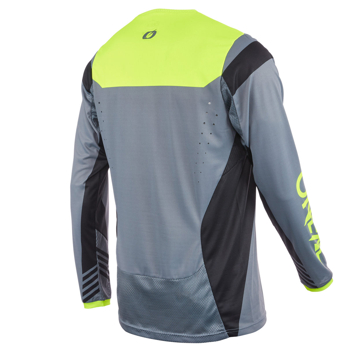 Das O'NEAL ELEMENT FR Jersey Kinder HYBRID ist ein langärmliges MTB-Trikot in einer lebendigen Kombination aus leuchtendem Gelbgrün und Grau. Die Rücken- und Armpartie ist mit verschiedenen schwarzen Akzenten versehen, wobei der obere Rücken ein Logo und ein Branding auf dem rechten Unterarm aufweist, die alle den Geist des Abenteuers widerspiegeln.