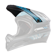 Der O'NEAL Visor BACKFLIP Helmet ECLIPSE ist ein schwarzer Motocrosshelm mit blauen Akzenten und dem Markennamen „O'NEAL“ in weißen und blauen Buchstaben an der Seite und Oberseite. Dieser Integralhelm verfügt über ein Visier, mehrere Belüftungsöffnungen und zeichnet sich durch eine schlanke, aerodynamische Form aus.