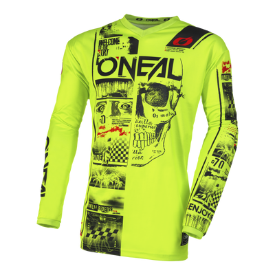 Maillot amarillo de manga larga de O'NEAL Custom Jersey Kids ATTACK con letras negras, con un diseño exclusivo de O'NEAL.