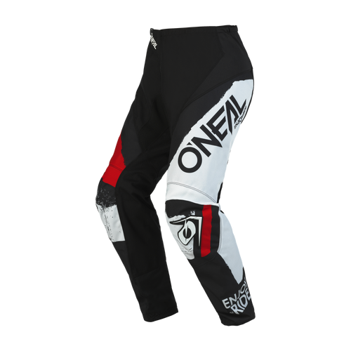 Die O'NEAL ELEMENT Hose SHOCKER in Schwarz, Weiß und Rot mit dem Schriftzug 