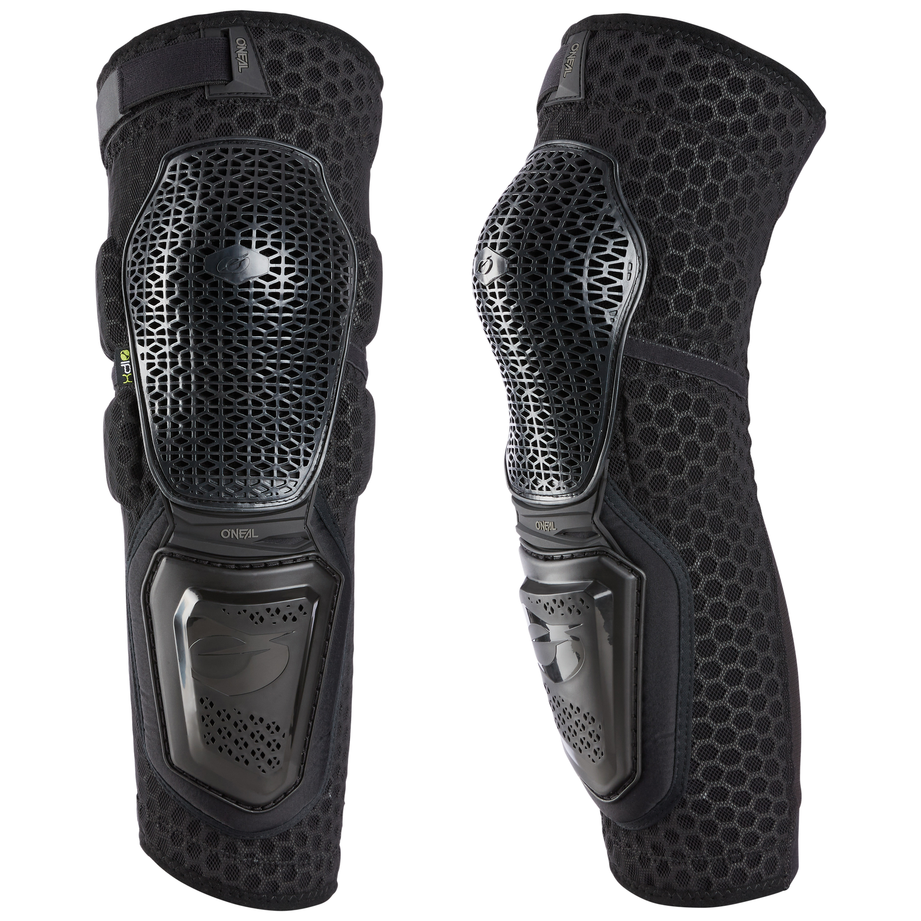 Die O'NEAL SINNER RAID Knieschützer von O'NEAL sind ein Paar schwarze Knieschoner mit aufwendigem Mesh und harten Schutzschalen, ideal für Sport oder intensive körperliche Aktivitäten. Diese Ärmel decken den gesamten Kniebereich ab und bestehen aus atmungsaktivem Material, um Komfort und Flexibilität zu gewährleisten.