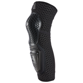 Wir präsentieren den O'NEAL SINNER RAID Knieschützer von O'NEAL: eine elegante schwarze, ergonomische Knieorthese mit einem Wabennetzdesign am Ärmel und einer robusten Schutzhülle um das Kniegelenk. Diese fortschrittliche Orthese bietet außergewöhnliche Stabilität und Belüftung und kombiniert geschickt flexible und starre Materialien, um maximale Unterstützung und Komfort zu gewährleisten.