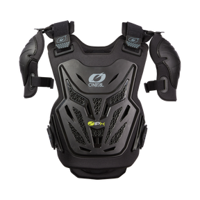 La protezione toracica O'NEAL SPLIT PRO per Bambini è una protezione toracica nera con protezione per le spalle, fori di ventilazione, cinghie regolabili, imbottitura rinforzata e protezione di livello 2 - ideale per il motocross o gli sport fuoristrada.