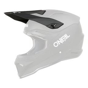 Der O'NEAL Visor 1SRS Helm SOLID ist ein mattschwarzer Integralhelm mit Visier, Kinnschutz und Belüftungslöchern. Der Markenname „O'NEAL“ ist in weißer Schrift an der Seite und oben gut sichtbar angebracht. Dieser Helm ist speziell für High-Crash-Sportarten und Offroad-Biken konzipiert.