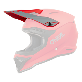 Ein leuchtend roter O'NEAL Visor 1SRS Helm SOLID verfügt über dezente graue Akzente und eine elegante schwarze Innenseite. Der Helm verfügt über ein verlängertes Visier und ein aerodynamisches Design, wobei der Markenname „O'NEAL“ prominent in Hellgrau auf der Seite angebracht ist.