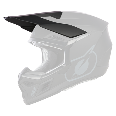 Der O'NEAL Visor 3SRS Helmet SOLID ist ein mattschwarzer Vollvisier-Motocrosshelm mit grauen Akzenten, Belüftungsöffnungen und Visieren. Das O'NEAL-Logo erscheint an der Seite und im Kinnbereich.