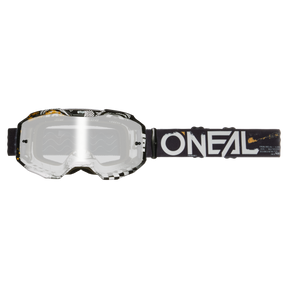 Die O'NEAL B-10 Brille ATTACK überzeugt durch klare Gläser und ein robustes, sportliches Design mit schwarz-weißem Rahmen und silber verspiegelten Akzenten. Das schwarze Brillenband trägt den auffälligen weißen Schriftzug „O'NEAL“ – ideal für Motocross-Fans, die Wert auf Stil und Funktionalität legen.