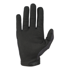 Ein einzelner O'NEAL MATRIX Handschuh Kinder VOLTAGE ist vor einem weißen Hintergrund abgebildet. Dieser elegante Handschuh, der oft in der Motorsport-Ausrüstung verwendet wird, verfügt über leicht strukturierte Finger und eine glatte Oberfläche an der Handfläche.