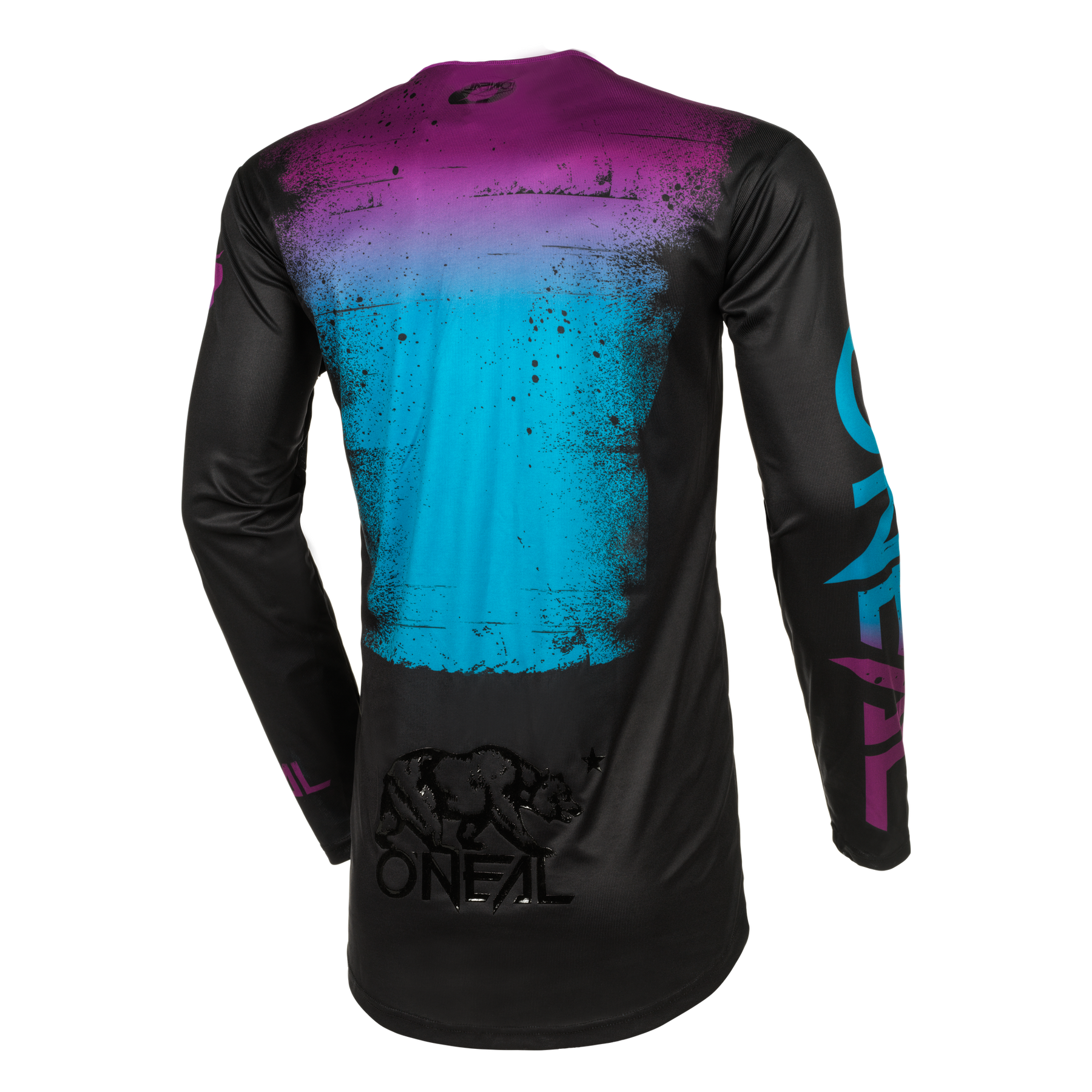Das O'NEAL MAYHEM Jersey SCARZ ist ein langärmeliges, schwarzes Trikot mit einem auffälligen magentafarbenen bis blauen Farbverlauf auf dem Rücken, abstrakten Grafiken und dem O'NEAL-Logo auf dem unteren Rücken - für herausragenden Style und hohe Qualität.