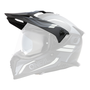 Der O'NEAL Visor A-SRS Helm SPIKE zeichnet sich durch ein schwarz-graues Design mit kantigen weißen Grafiken, ein klares Visier, einen belüfteten Schirm und eine aerodynamische Form aus - perfekt für Motorradfans.